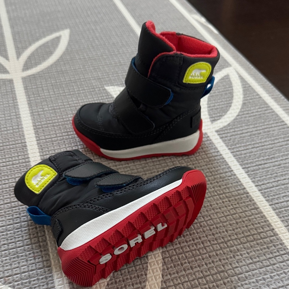 Sorel Kids Black and Red Winter Boots